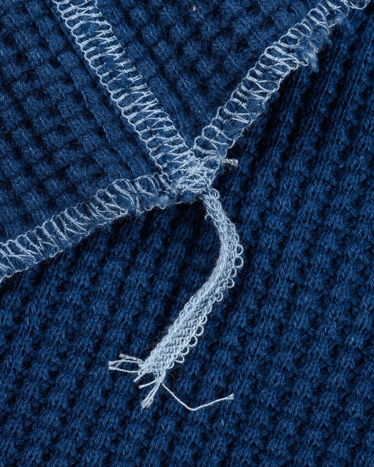 Iron Heart IHTL-1301 Waffle Knit Long Sleeved Crew Neck Thermal Top - Indigo Dyed