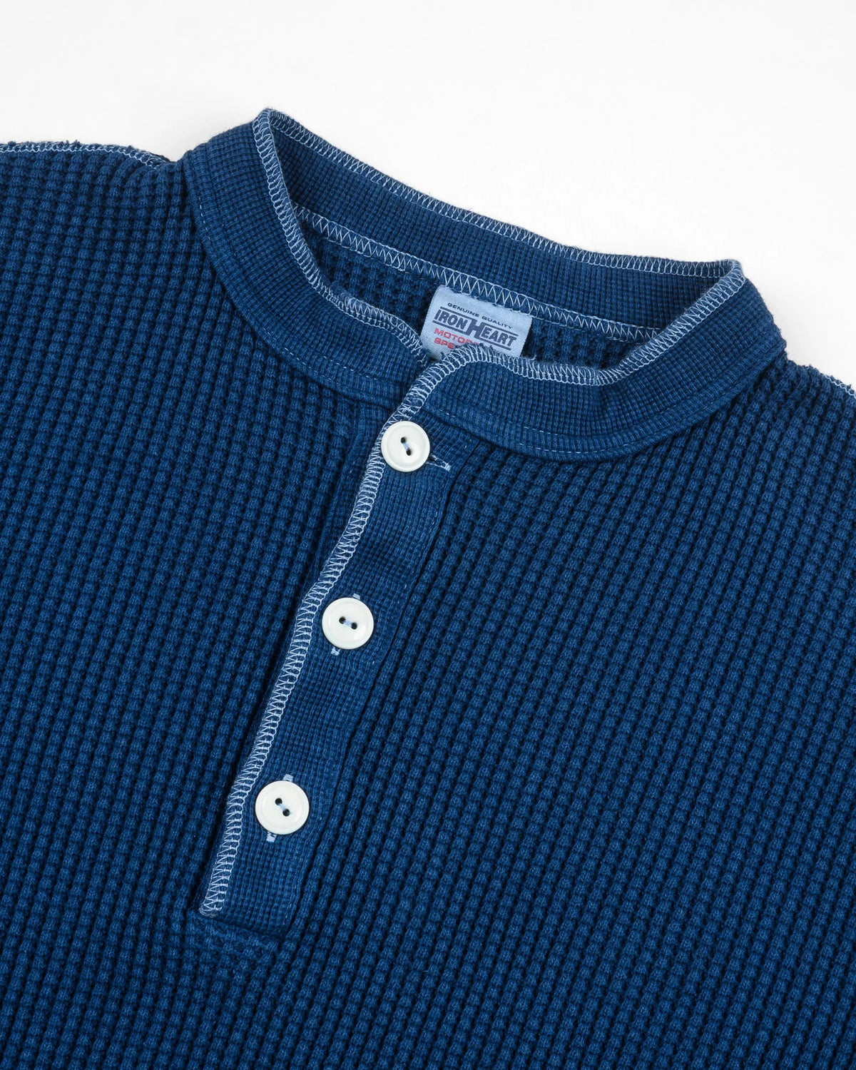 Iron Heart IHTL-1213 Waffle Knit Long Sleeved Thermal Henley - Indigo