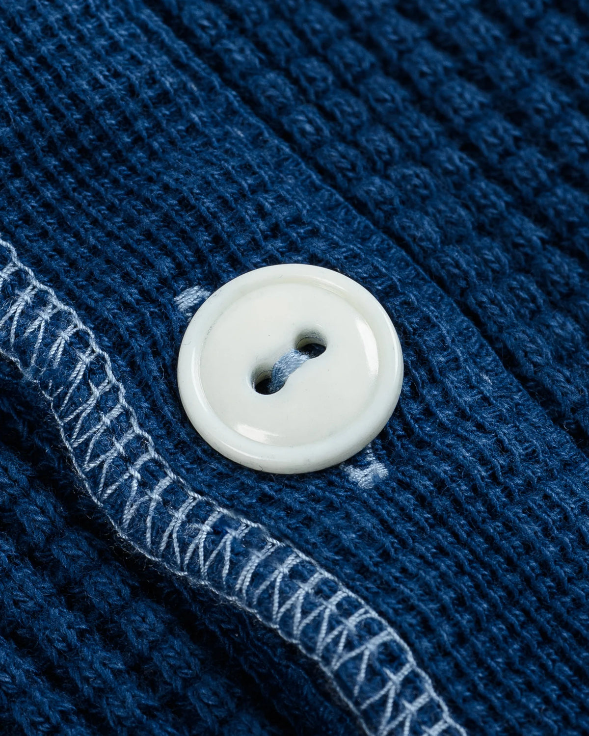 Iron Heart IHTL-1213 Waffle Knit Long Sleeved Thermal Henley - Indigo
