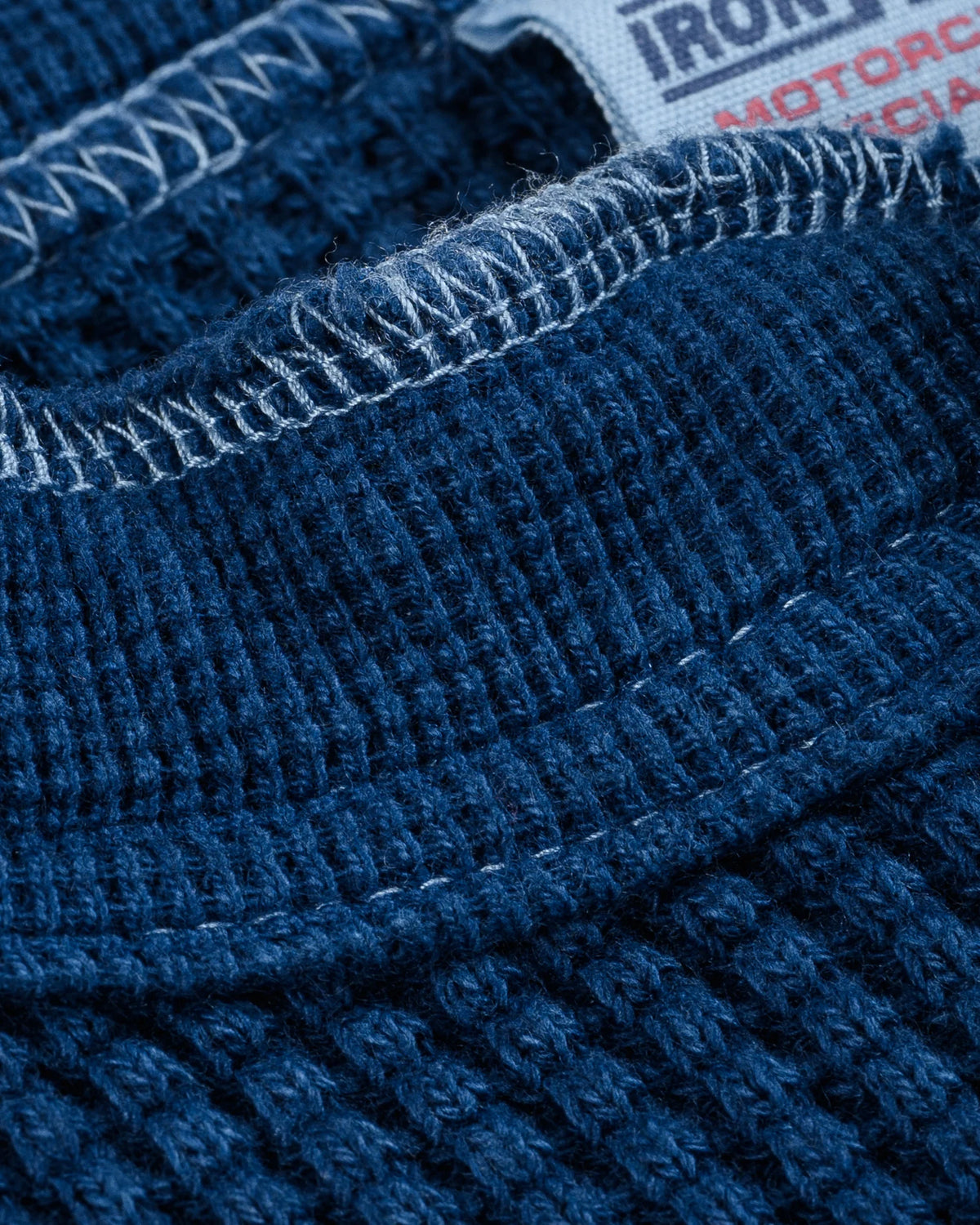 Iron Heart IHTL-1213 Waffle Knit Long Sleeved Thermal Henley - Indigo