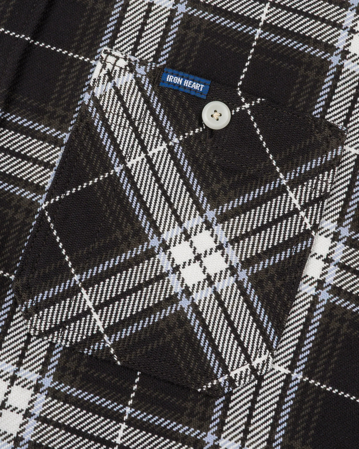 Iron Heart IHSH-441 9oz Selvedge Flannel Check Work Shirt Black