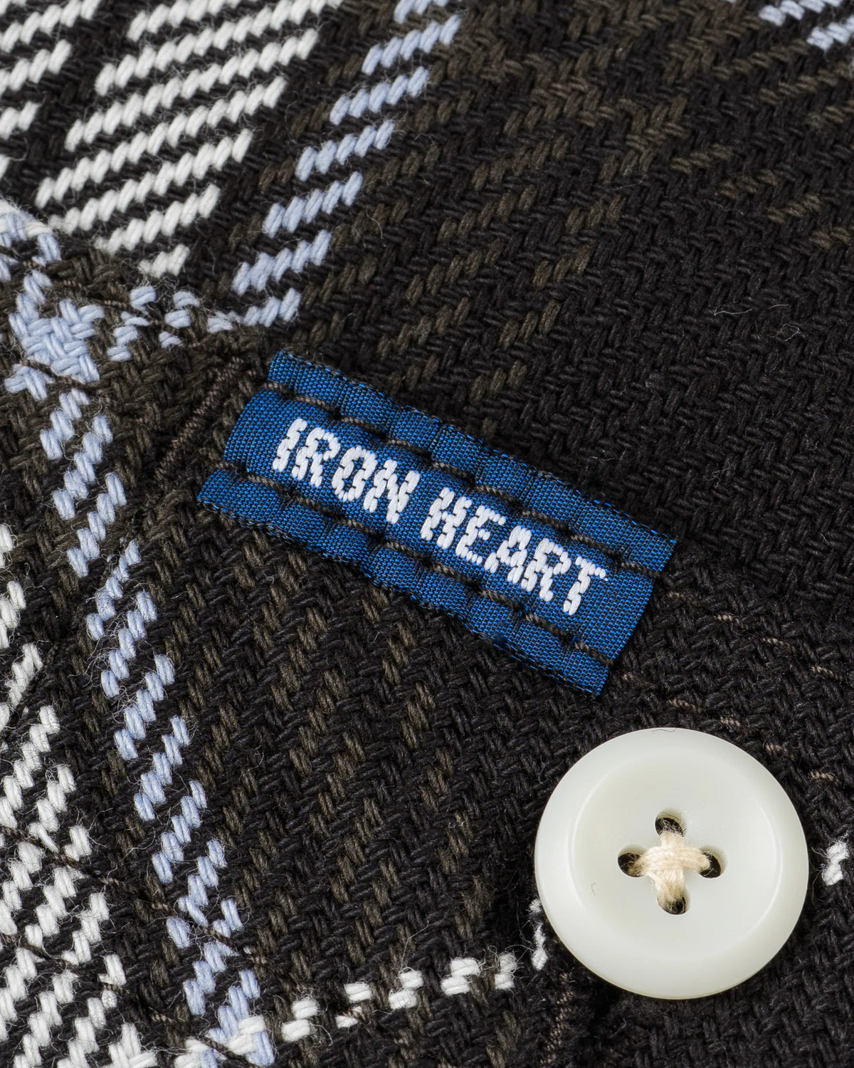 Iron Heart IHSH-441 9oz Selvedge Flannel Check Work Shirt Black