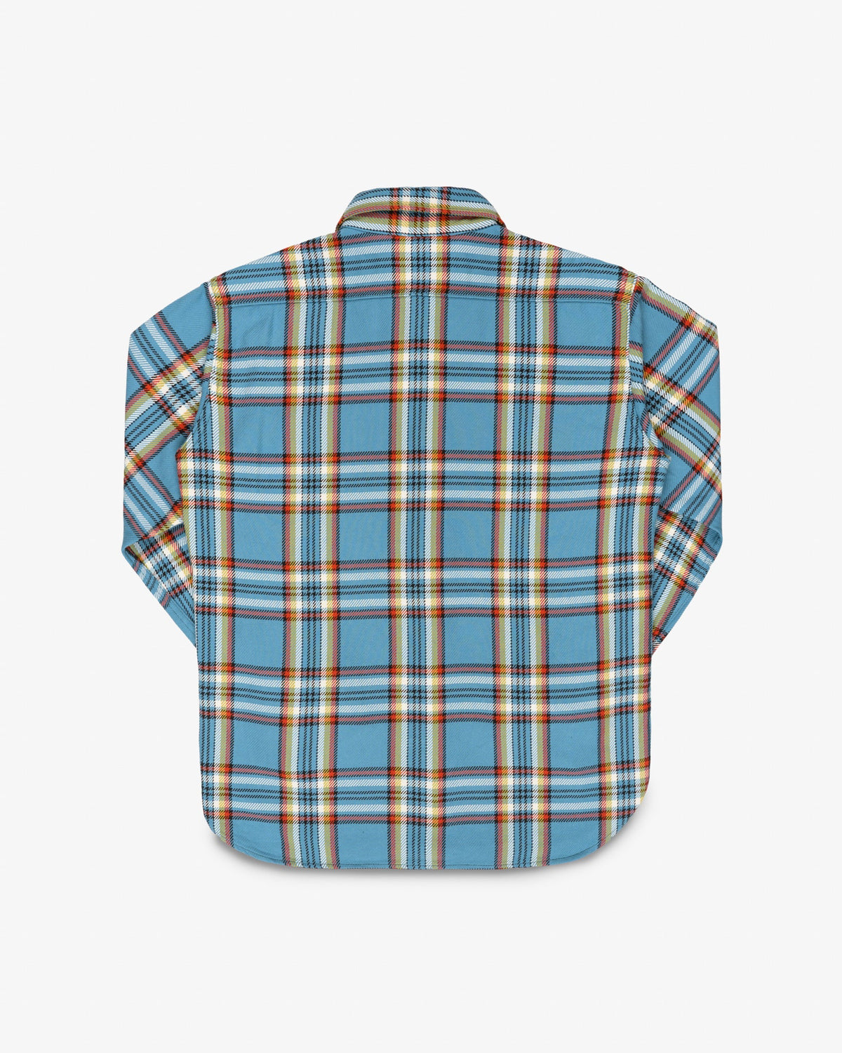 Iron Heart IHSH-442-SAX 9oz Selvedge Flannel Check Work Shirt - SAX