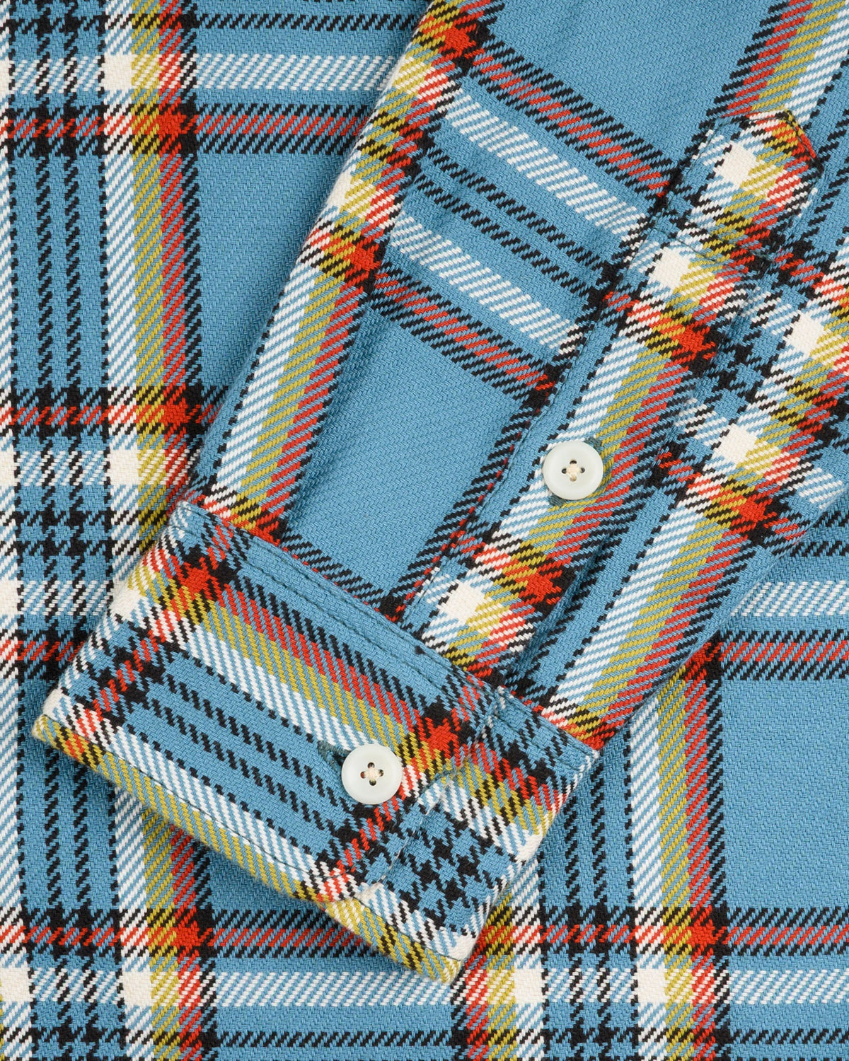 Iron Heart IHSH-442-SAX 9oz Selvedge Flannel Check Work Shirt - SAX