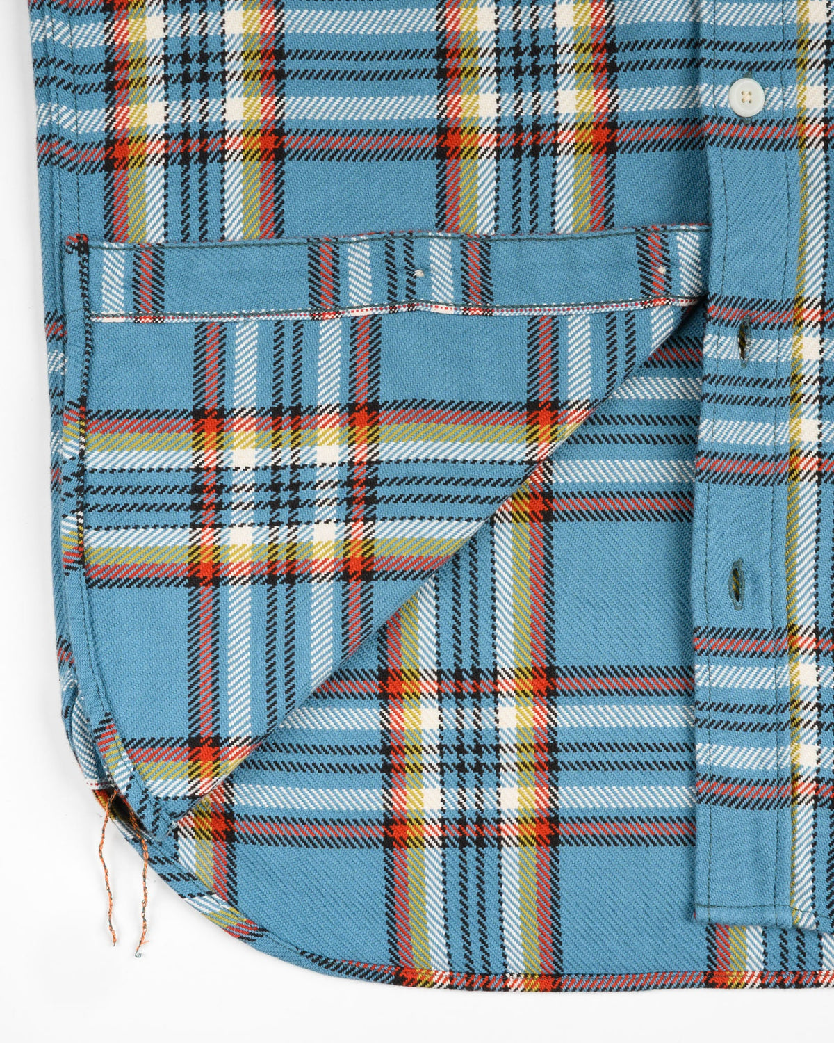 Iron Heart IHSH-442-SAX 9oz Selvedge Flannel Check Work Shirt - SAX