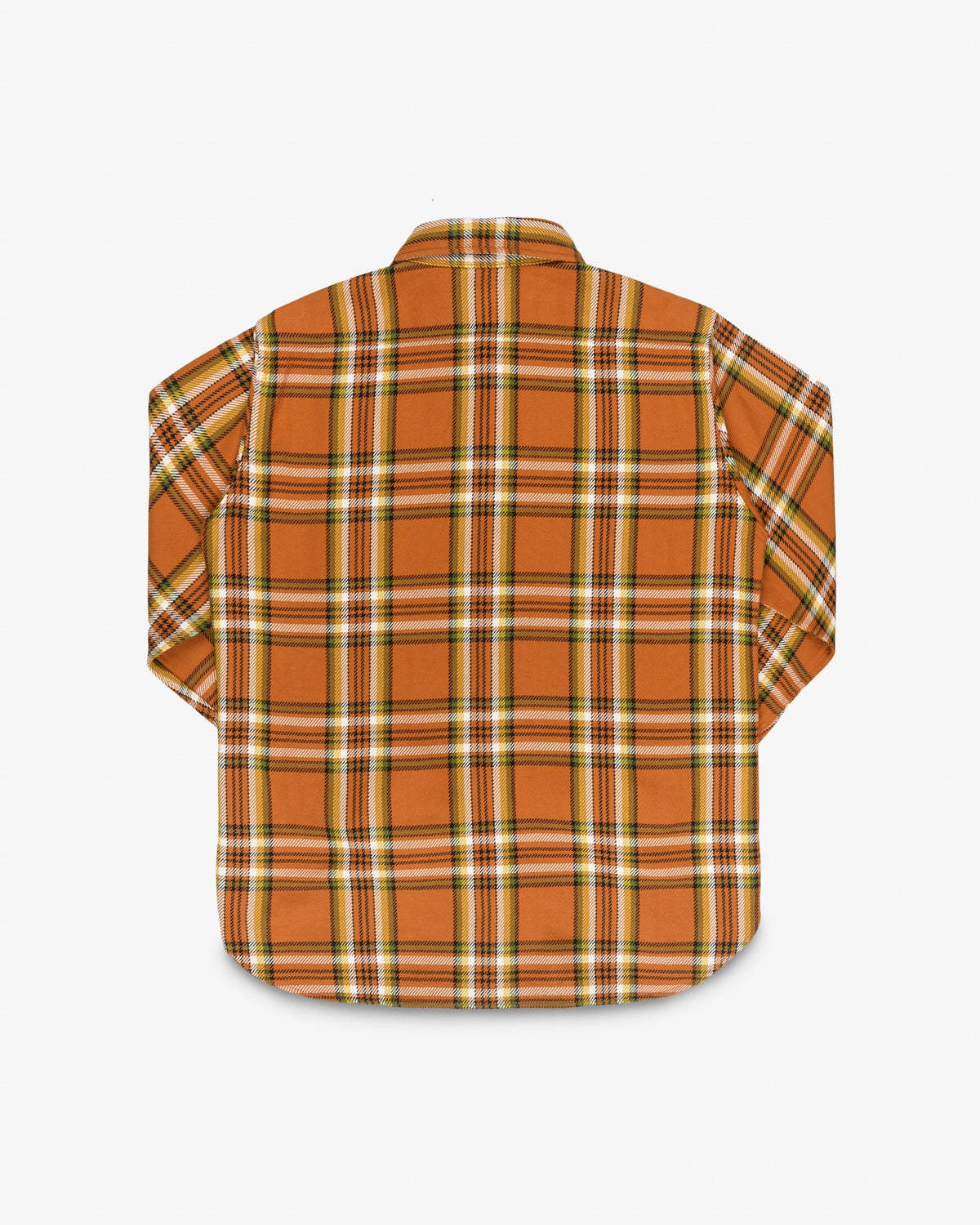 Iron Heart IHSH-442-ORA 9oz Selvedge Flannel Check Work Shirt - Orange
