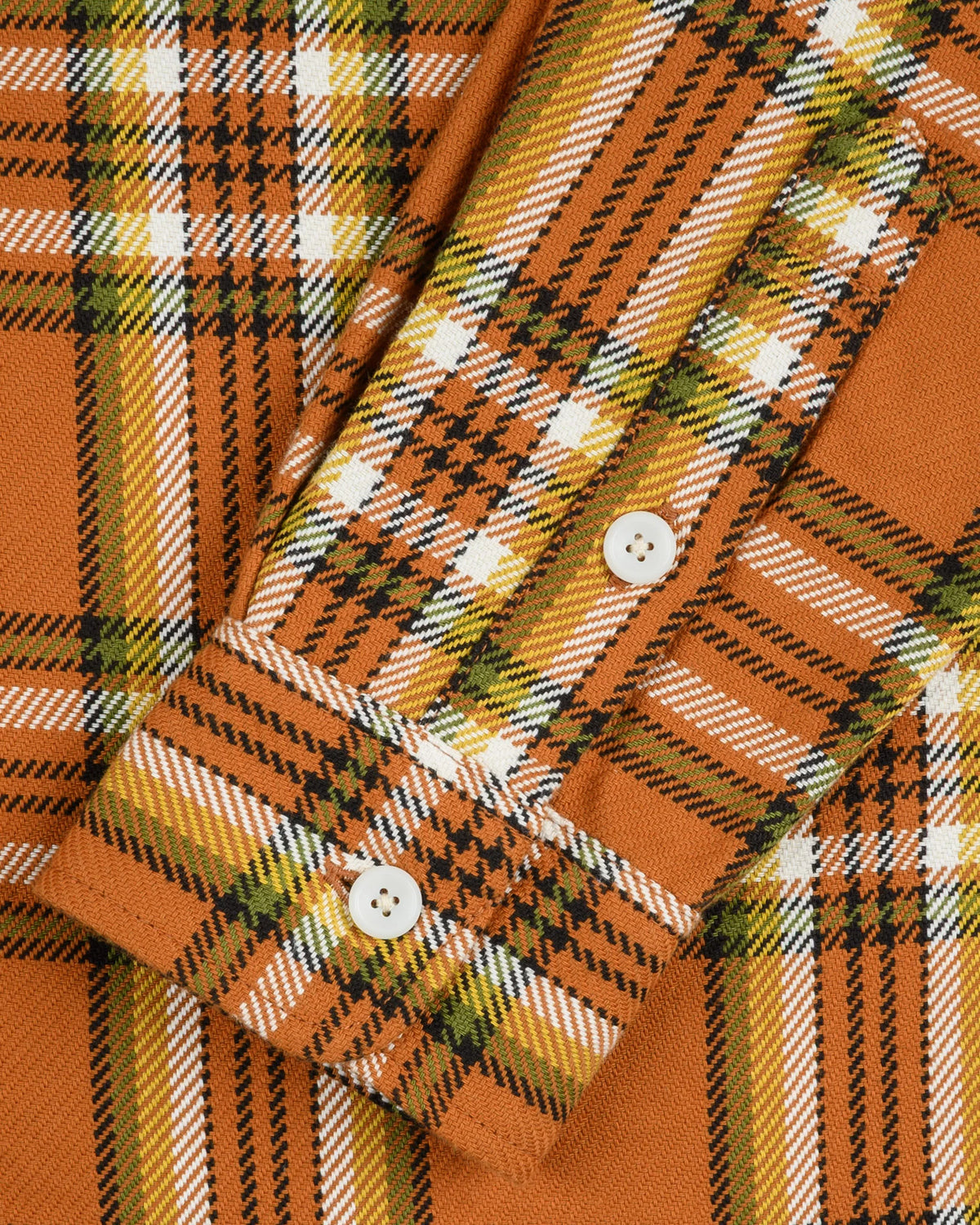 Iron Heart IHSH-442-ORA 9oz Selvedge Flannel Check Work Shirt - Orange