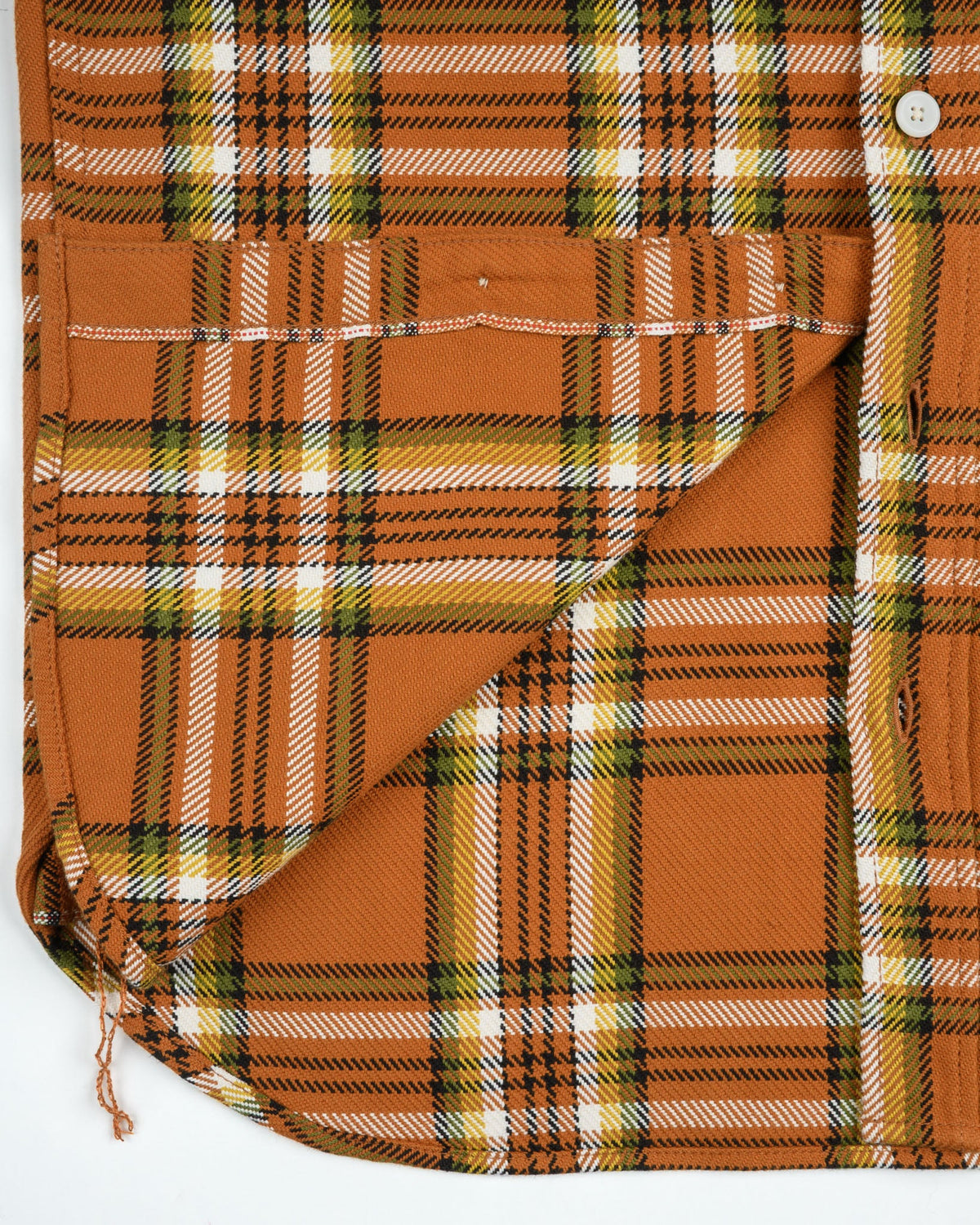 Iron Heart IHSH-442-ORA 9oz Selvedge Flannel Check Work Shirt - Orange
