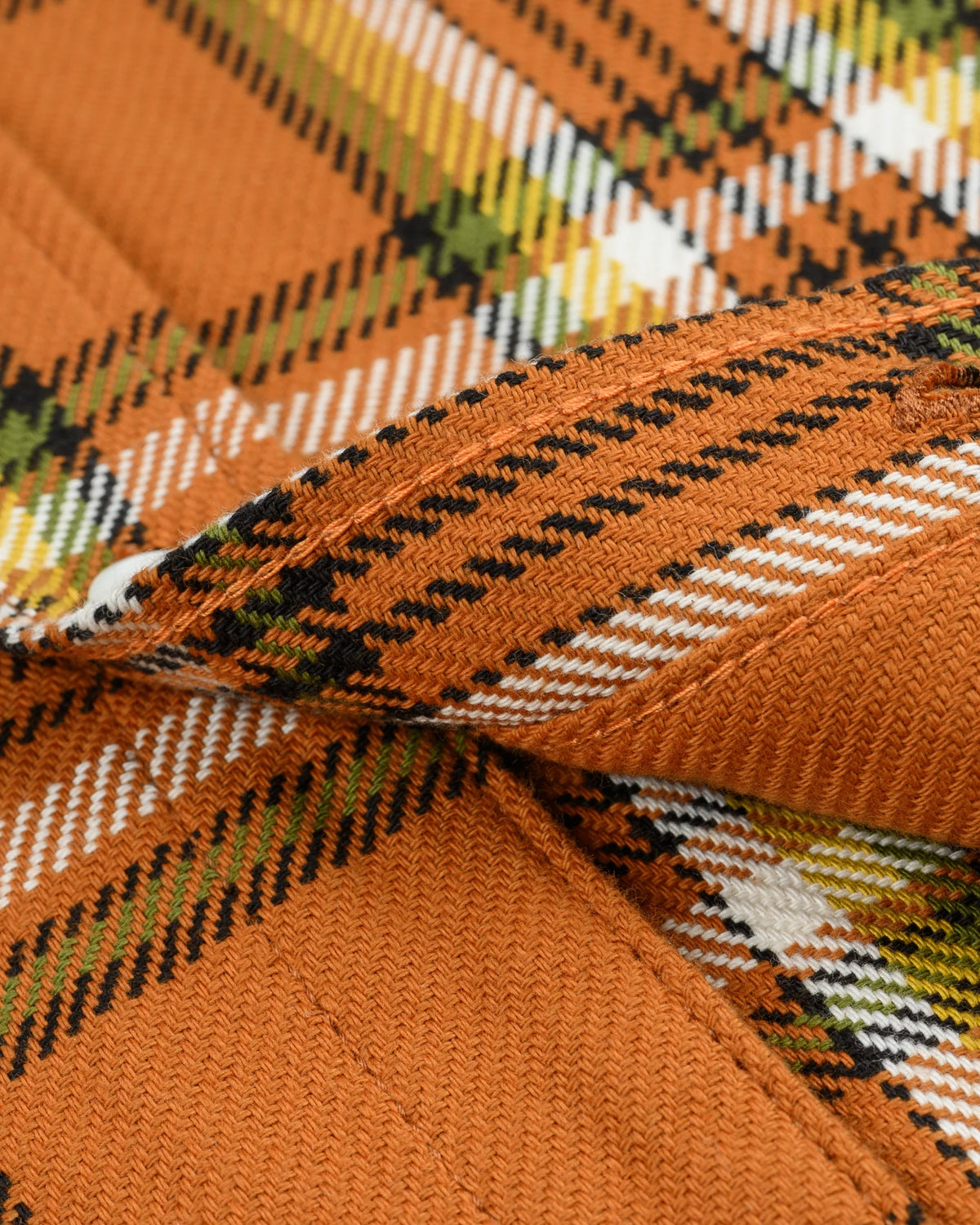 Iron Heart IHSH-442-ORA 9oz Selvedge Flannel Check Work Shirt - Orange