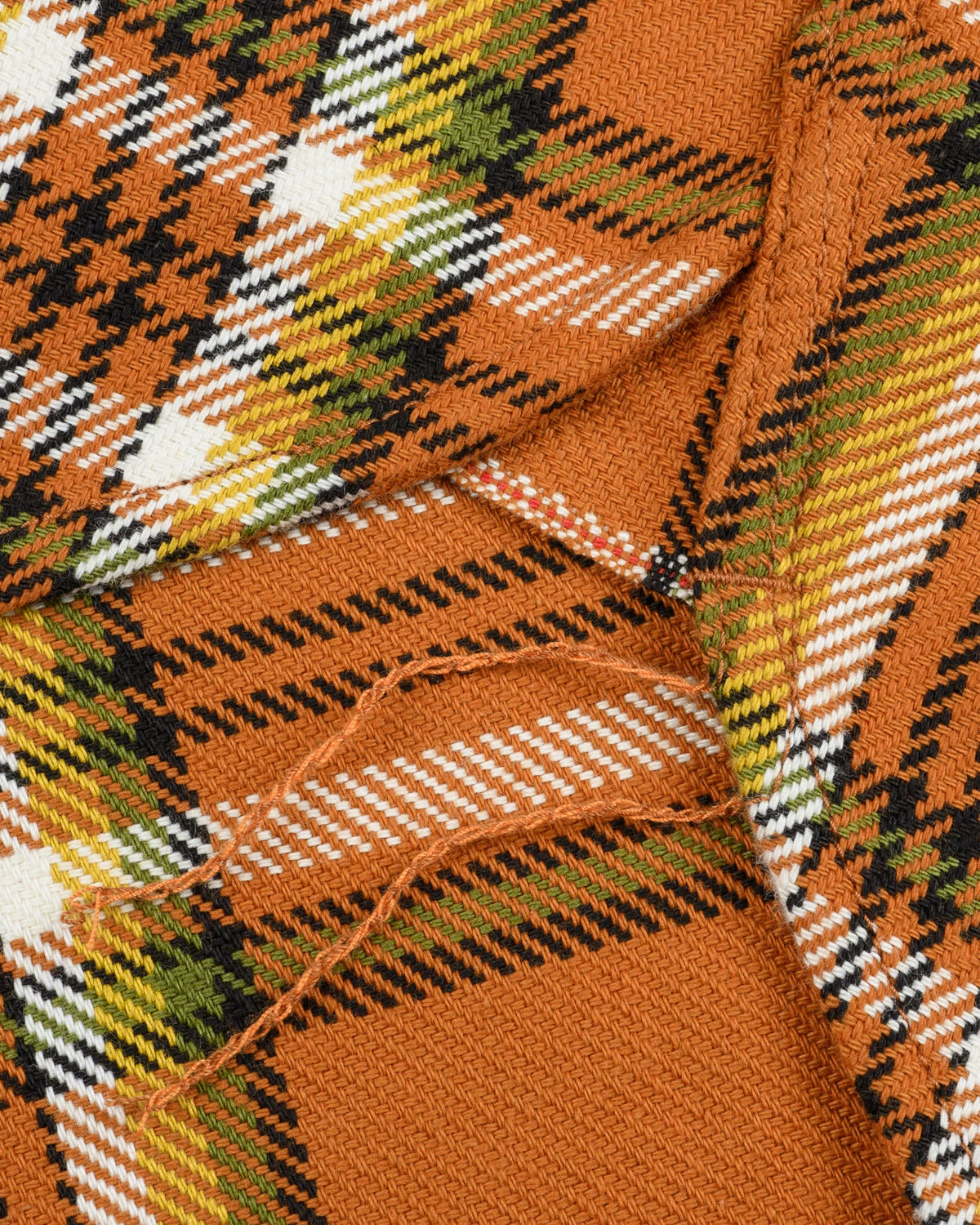 Iron Heart IHSH-442-ORA 9oz Selvedge Flannel Check Work Shirt - Orange
