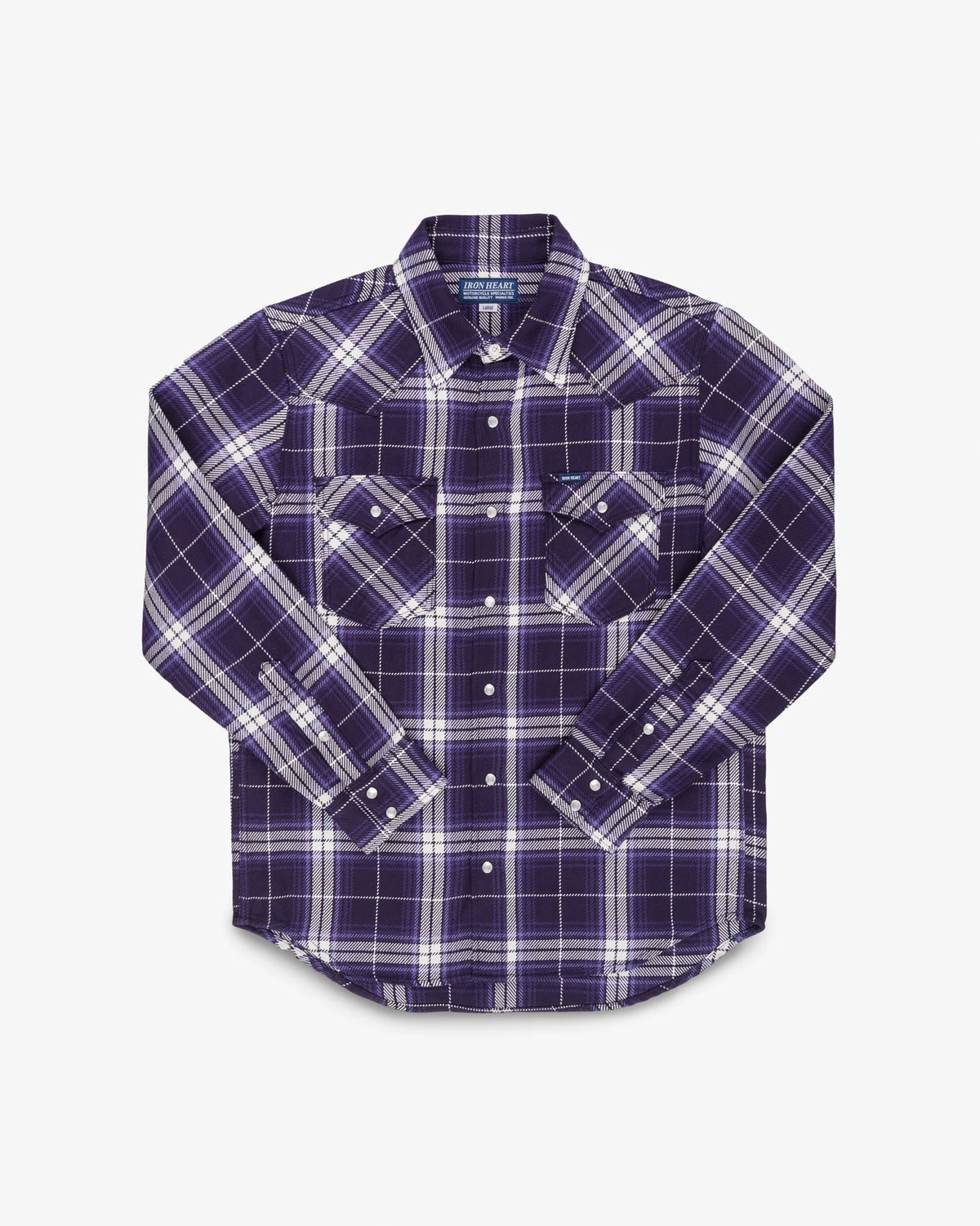 IHSH-439-PUR  9oz Selvedge Flannel Check Western Shirt - Purple