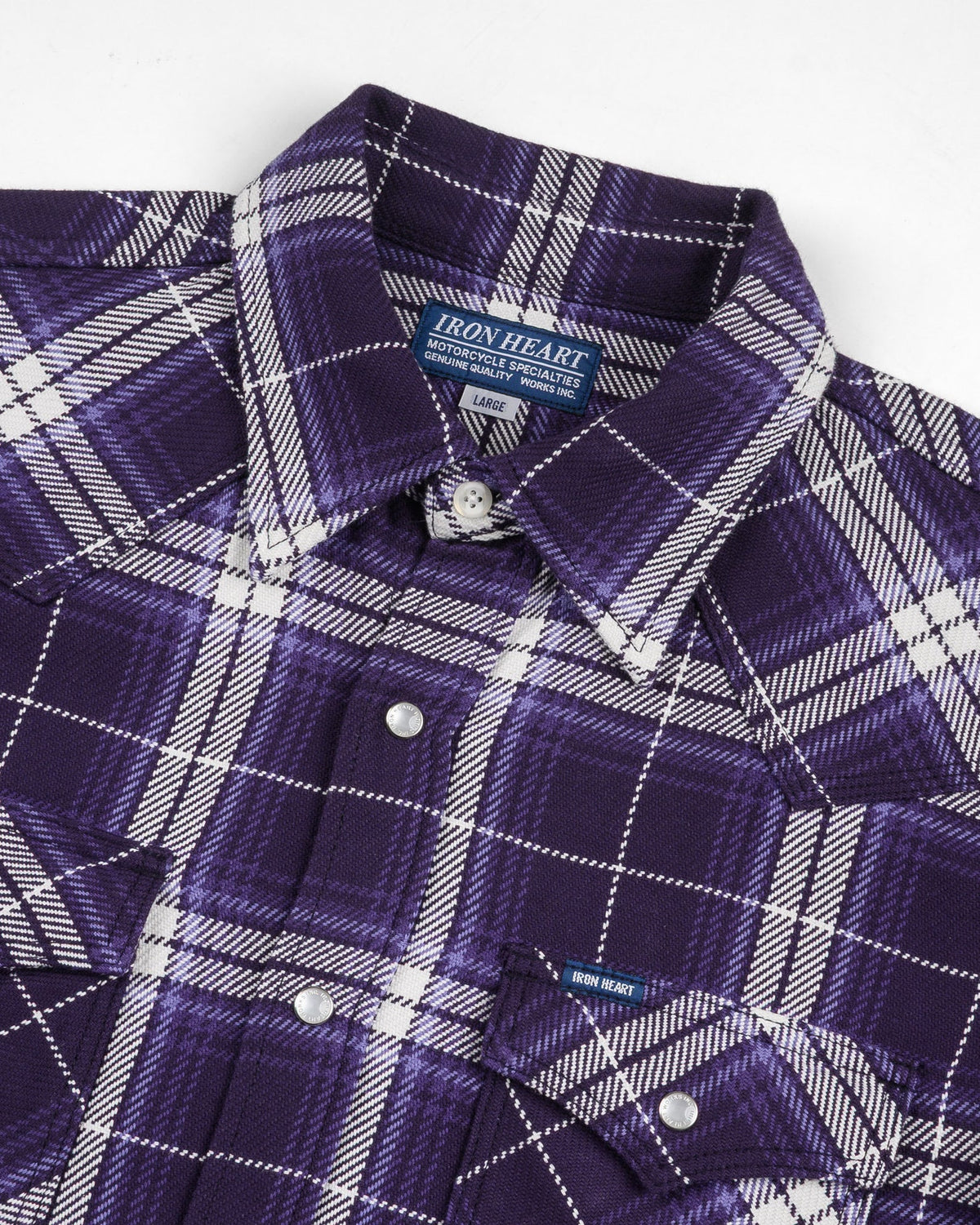 IHSH-439-PUR  9oz Selvedge Flannel Check Western Shirt - Purple
