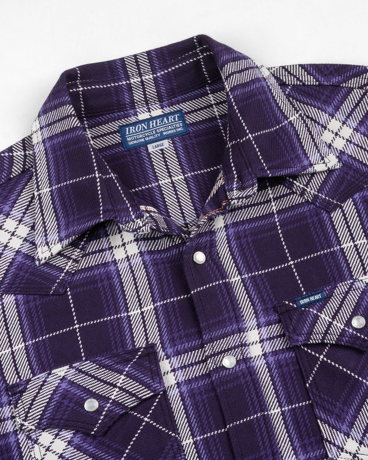 IHSH-439-PUR  9oz Selvedge Flannel Check Western Shirt - Purple