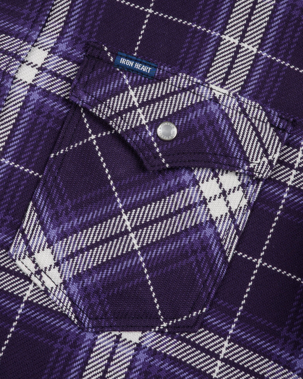 IHSH-439-PUR  9oz Selvedge Flannel Check Western Shirt - Purple