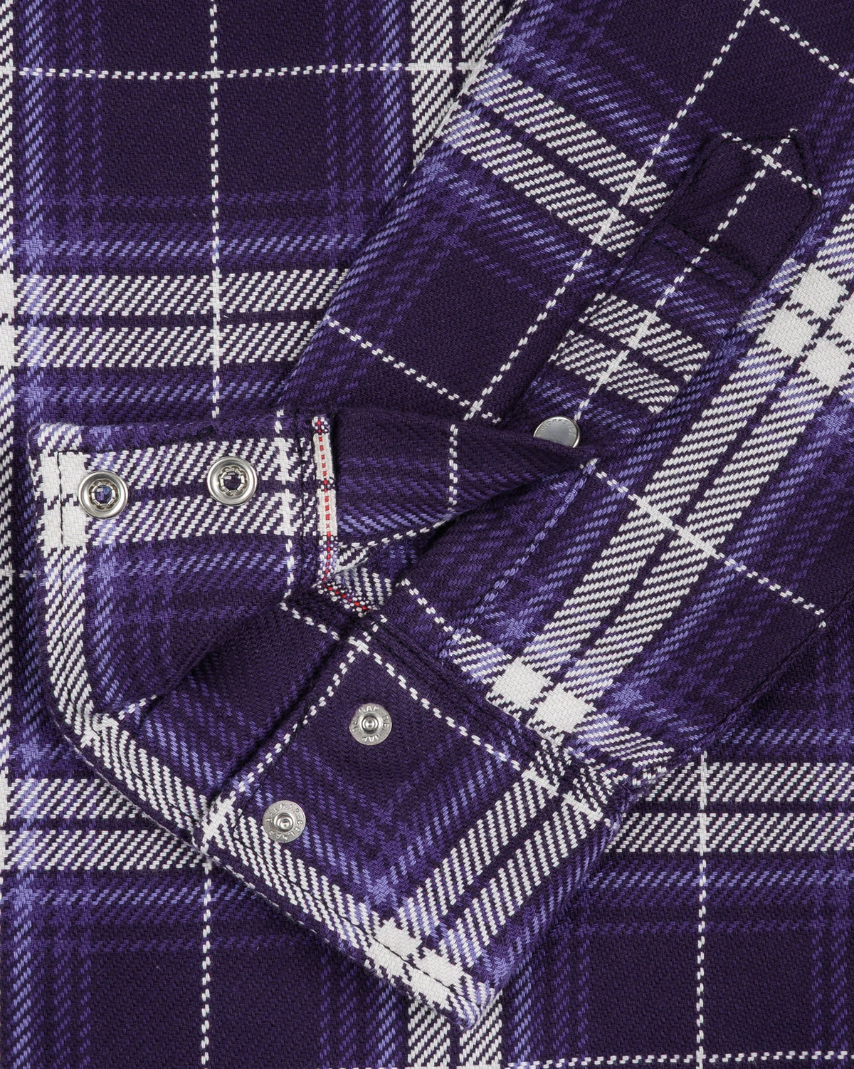 IHSH-439-PUR  9oz Selvedge Flannel Check Western Shirt - Purple