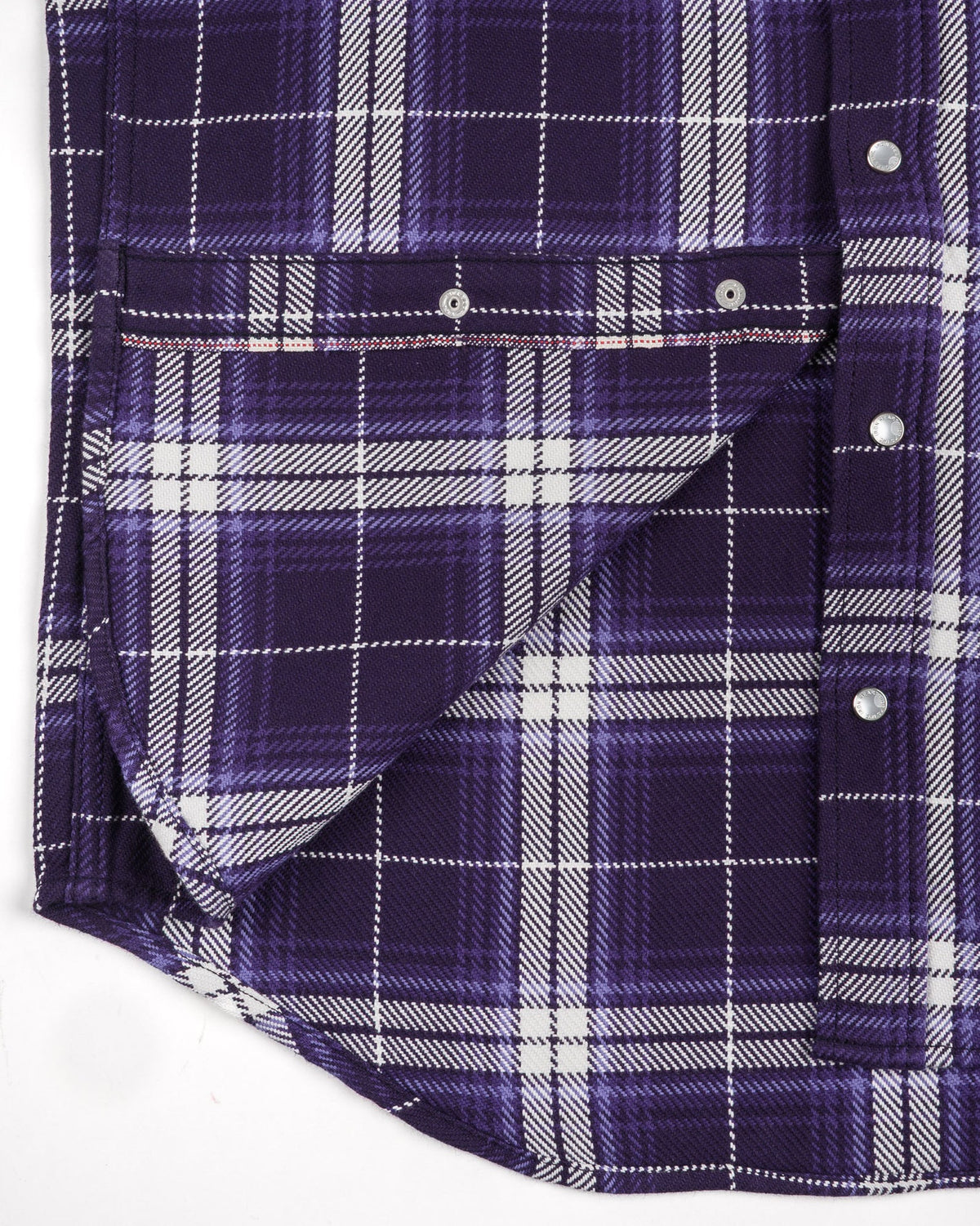 IHSH-439-PUR  9oz Selvedge Flannel Check Western Shirt - Purple