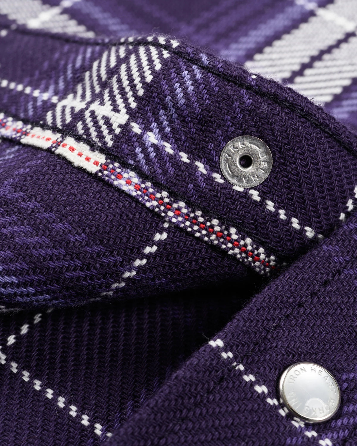 IHSH-439-PUR  9oz Selvedge Flannel Check Western Shirt - Purple