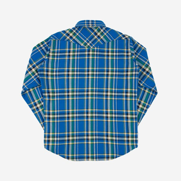 Iron Heart IHSH-370-BLU Ultra Heavy Flannel Tartan Check Western Shirt - Blue