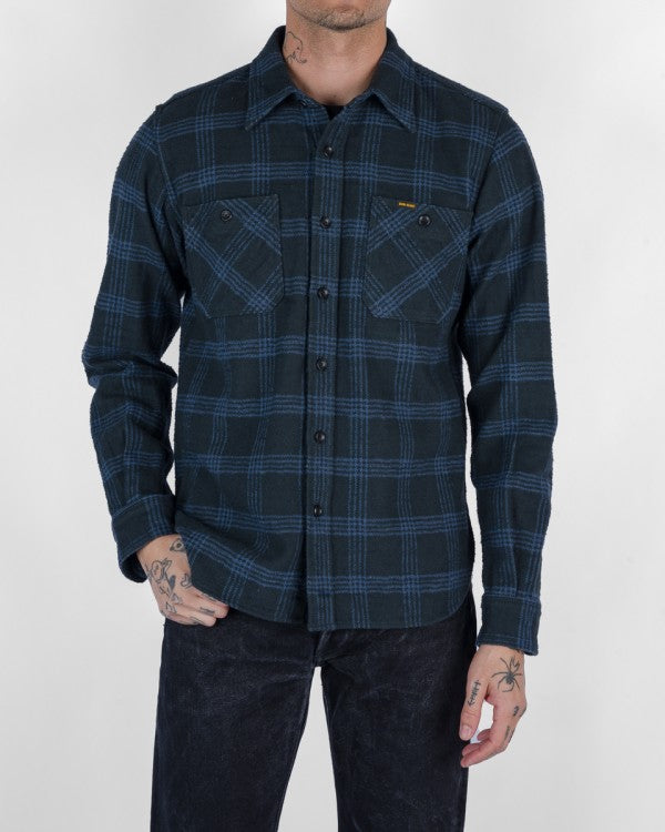 Iron Heart IHSH 408 12oz Slubby Heavy Flannel Check Work Shirt - Black