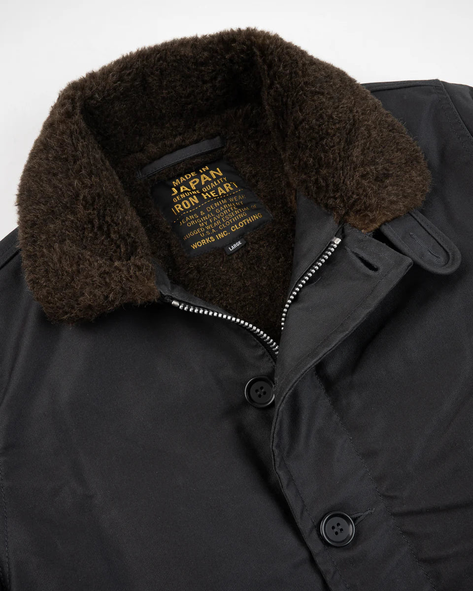 Iron Heart IHM-37 Oiled Whipcord N1 Deck Jacket - Black