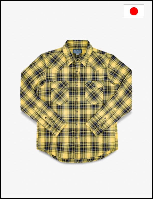 Iron Heart IHSH-411 9oz Selvedge Yellow Check Flannel Western