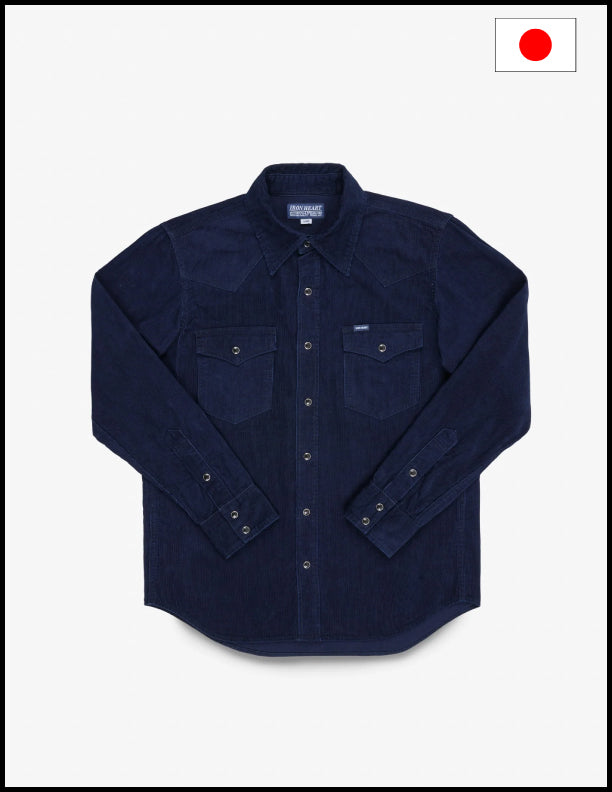 Iron Heart IHSH-438 7.5oz Selvedge Corduroy Western Shirt - Indigo
