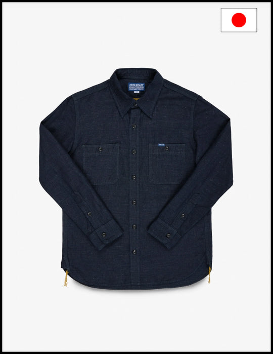 Iron Heart IHSH-443 7oz Cotton Linen Chambray Work Shirt - Indigo