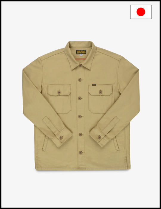 Iron Heart IHSH-451 9oz Cotton Sateen Military CPO Shirt - Khaki