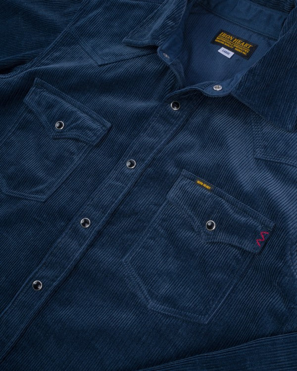 Iron Heart IHSH-398 11oz Corduroy Western Shirt - Navy