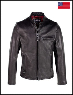 Shangri La Biker Leather Leather Cafe Jacket Schott 530 Black