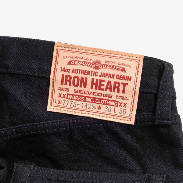 Iron Heart IH-777S-142bb 14oz Selvedge Denim Slim Tapered Cut Jeans - Black/Black
