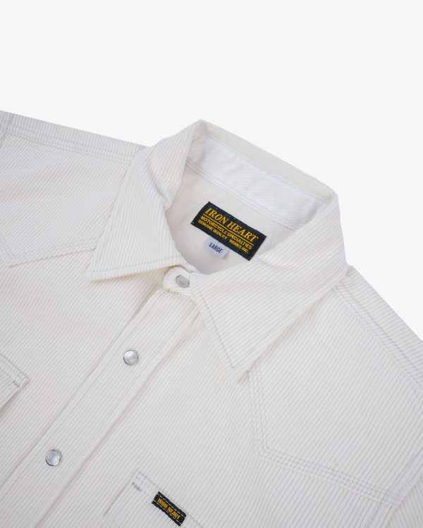 Iron Heart IHSH-398 11oz Corduroy Western Shirt - Off White