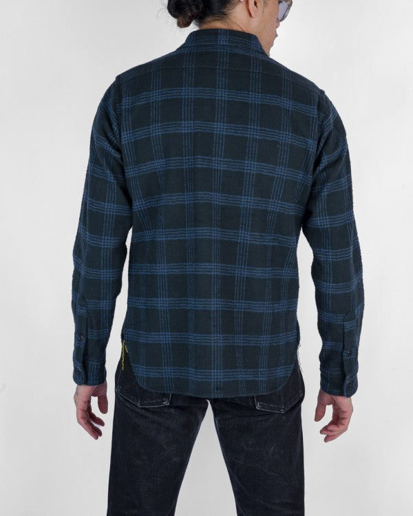 Iron Heart IHSH 408 12oz Slubby Heavy Flannel Check Work Shirt - Black