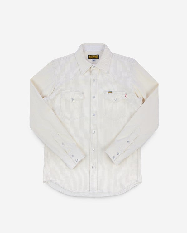 Iron Heart IHSH-398 11oz Corduroy Western Shirt - Off White