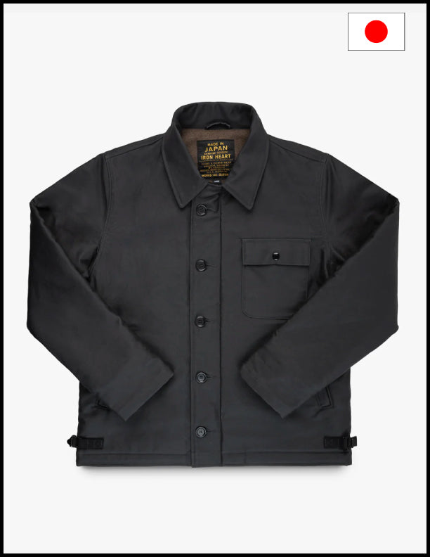 Iron Heart IHM-45 Oiled Whipcord A2 Deck Jacket - Black