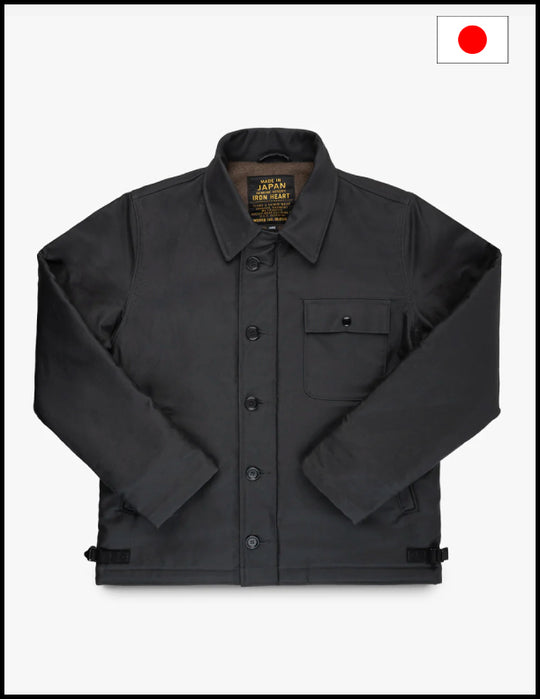 Iron Heart IHM-45 Oiled Whipcord A2 Deck Jacket - Black