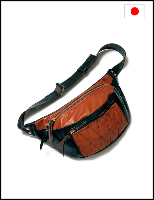 Y'2 Leather Horse Hide Waist Bag BG-09 Black Brown