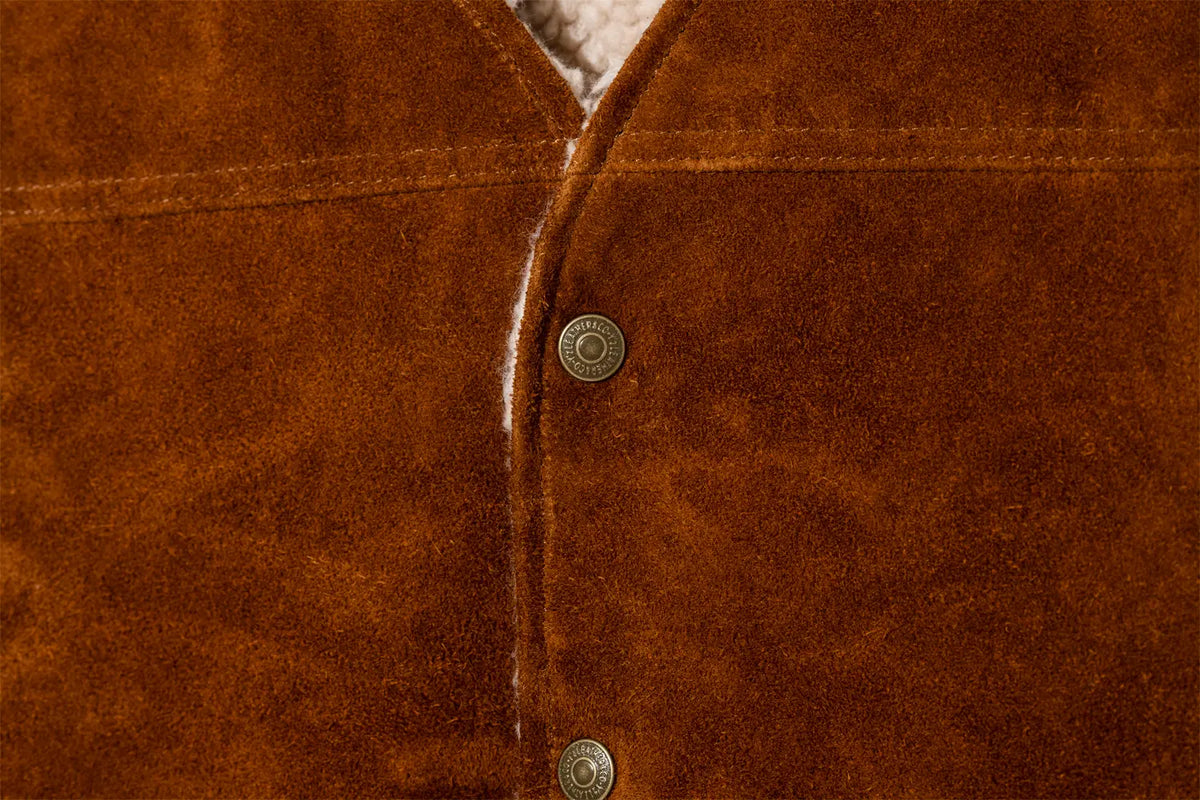 Y&#39;2 Leather WJ-06  STEER ROUGHOUT WOOL BOA VEST