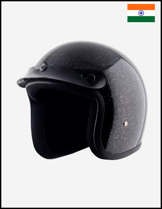 Classic Super Low Profile 3/4 Helmet Black Metal Flake