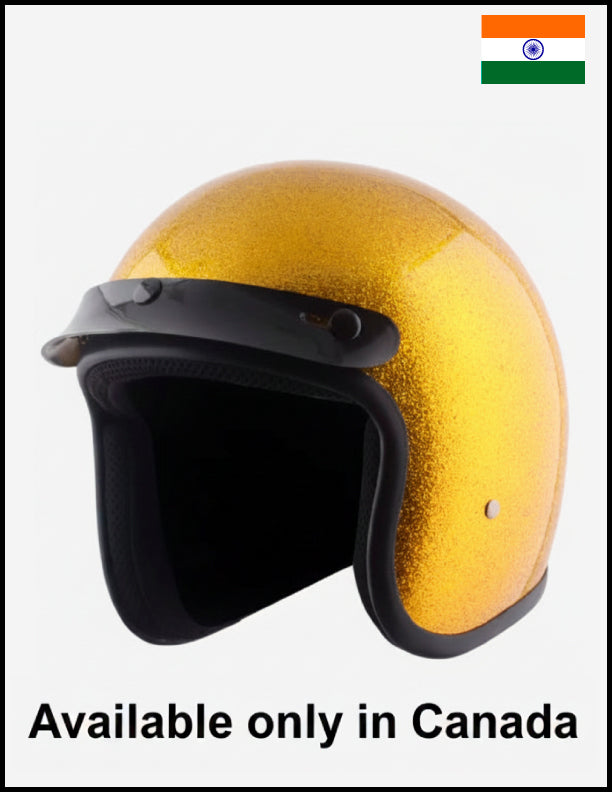 gold motorcycle half helmet 13 1/2 Skull Bucket Open using CAD technology Classic Super Low Profile 3/4