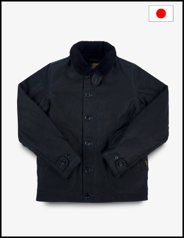 Iron Heart IHM-35 Alpaca-Lined Whipcord N1 Deck Jacket Black/Black