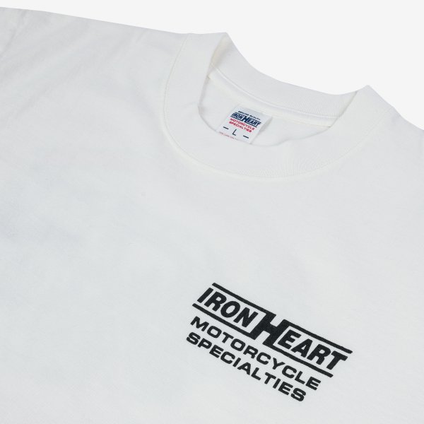Iron Heart IHT-2302 6.5oz  7.5oz Printed Loopwheel Crew Neck T-Shirt - White