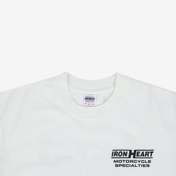 Iron Heart IHT-2302 6.5oz  7.5oz Printed Loopwheel Crew Neck T-Shirt - White
