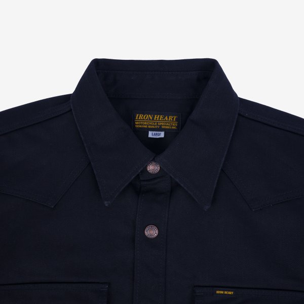 Iron Heart IHSH-362 16oz Non-Selvedge Denim CPO Shirt - Superblack (Fades To Grey)