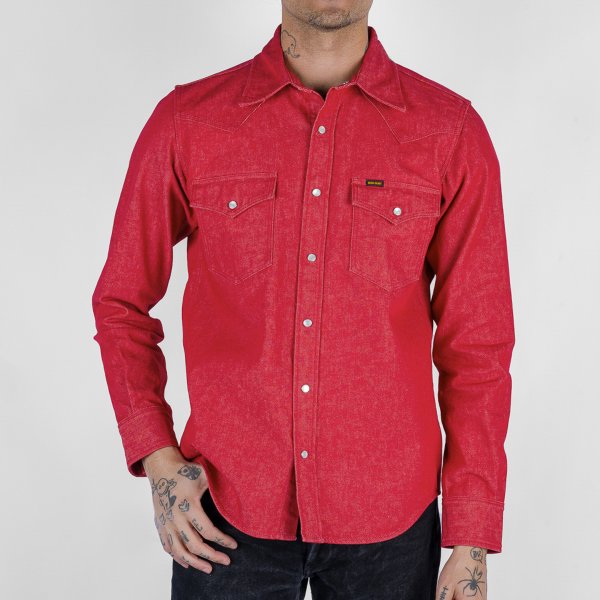 Iron Heart IHSH-396 13.5oz Denim Western Shirt - Red