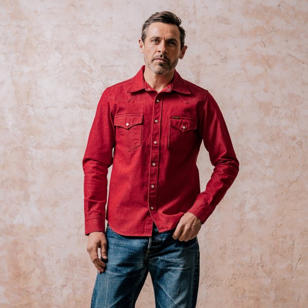 Iron Heart IHSH-396 13.5oz Denim Western Shirt - Red