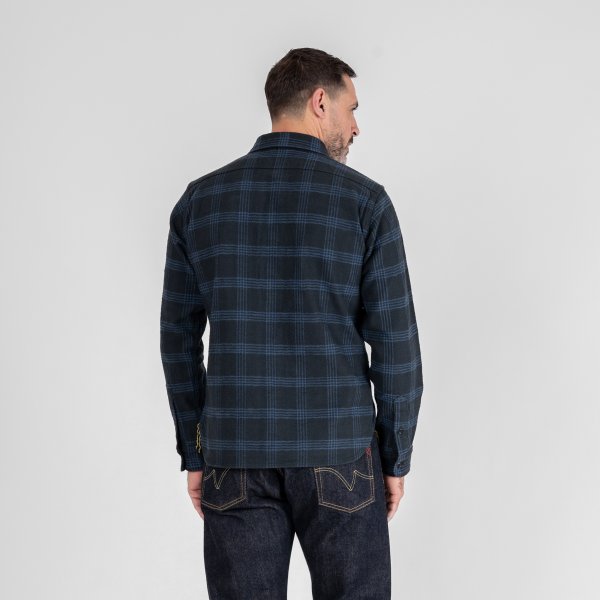 Iron Heart IHSH 408 12oz Slubby Heavy Flannel Check Work Shirt - Black