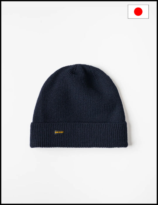 IHG-080 100% Wool Ribbed Beanie - Navy