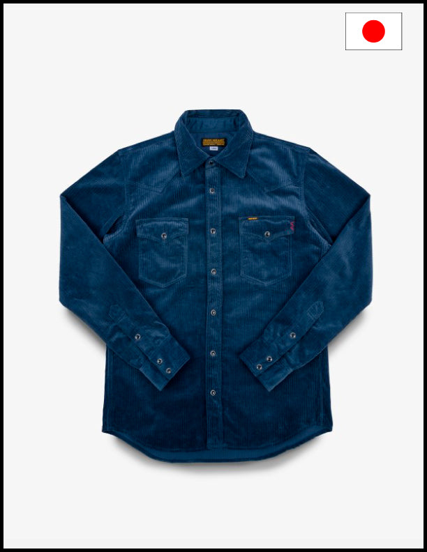 Iron Heart IHSH-398 11oz Corduroy Western Shirt - Navy