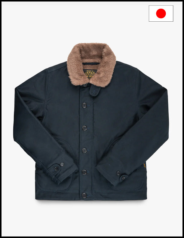Iron Heart IHM-35 Alpaca Lined Whipcord N1 Deck Jacket - Navy